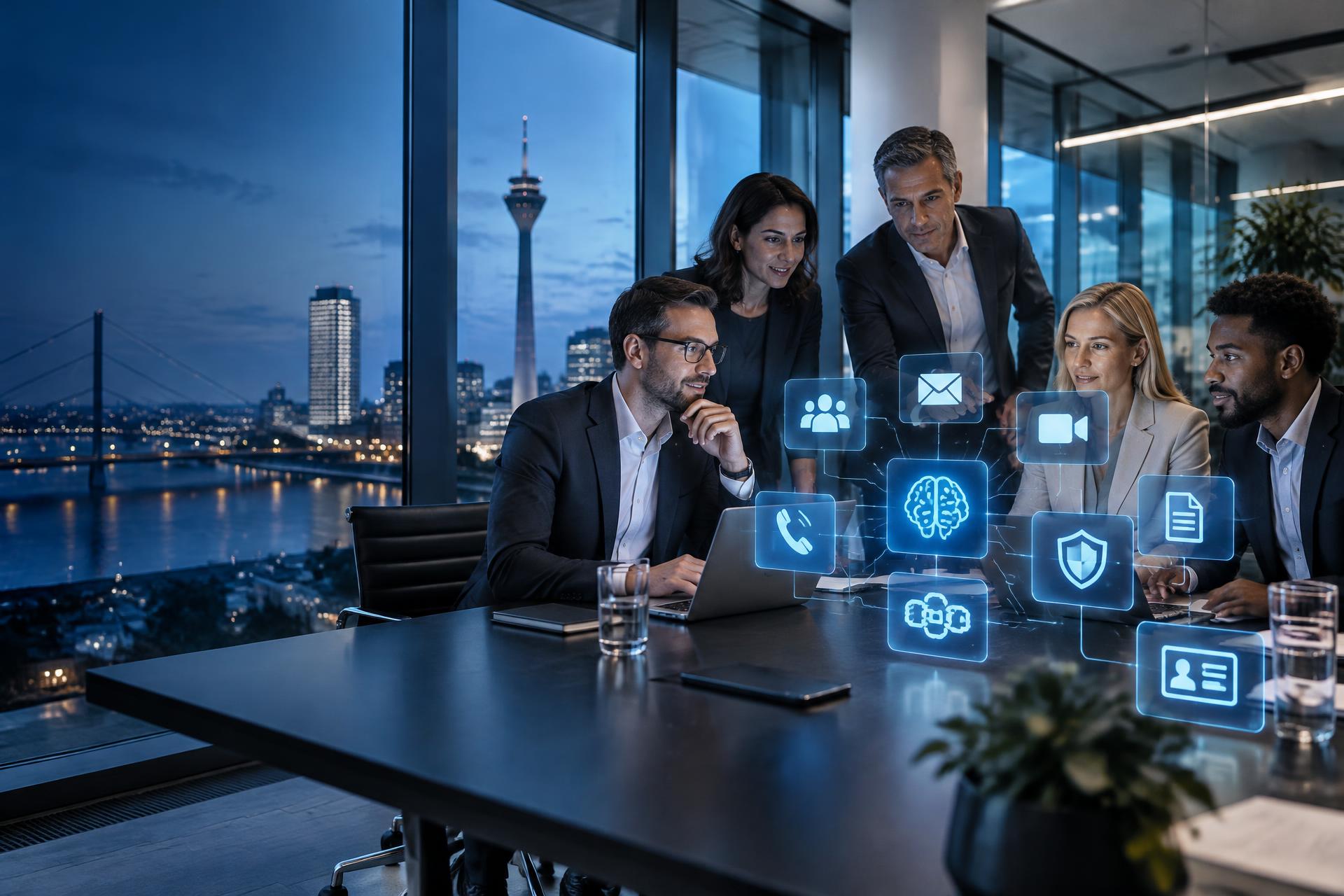 Team in Düsseldorf arbeitet mit der vernetzten BLUESUITE